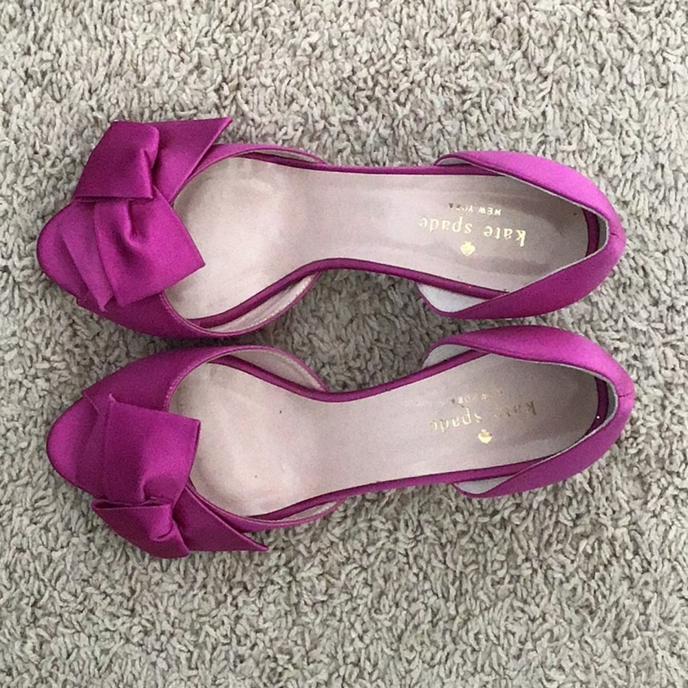 kate spade Magenta Bow Peep-Toe Heels